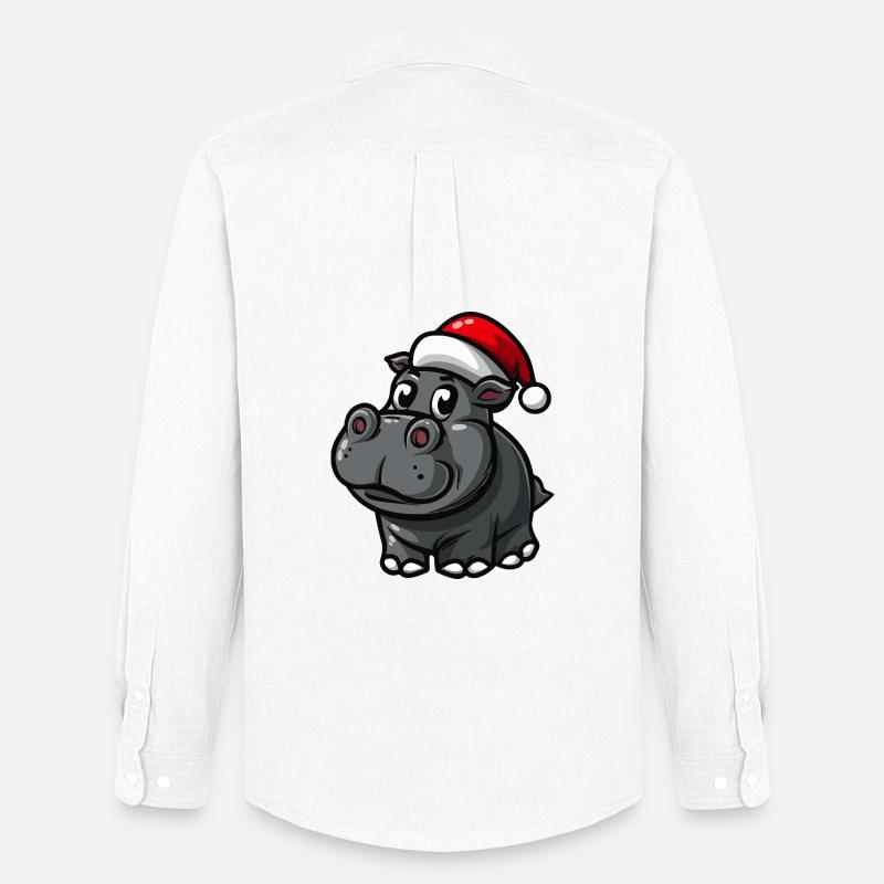 Nilpferd Weihnachten - Männer Oxford Hemd von Stanley/Stella - Weiß