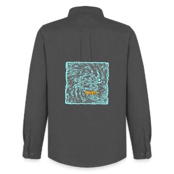 Wave flow neon pattern surf - Men's Oxford Shirt by Stanley/Stella - anthracite - Back - AI Model Male 185 dark (185cm)