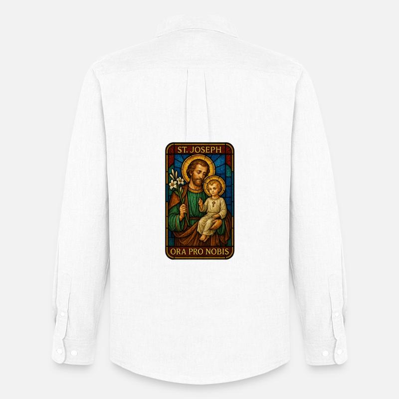 St Josef Ikon: Vater mit Kind - Männer Oxford Hemd von Stanley/Stella - Weiß