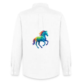 Buntes Low-Poly Pferd - Reiten - Männer Oxford Hemd von Stanley/Stella - Weiß - Hinten - AI Model Male 185 dark (185cm)