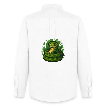 Dessin animé vert Anaconda serpent dans la houle de vague - Chemise Oxford homme Stanley/Stella - blanc - Dos - AI Model Male 185 dark (185cm)