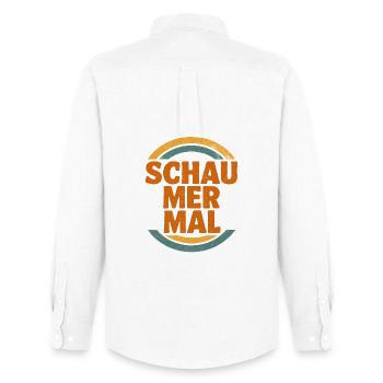 Schau Mer Mal – Hessisches Retro Design - Männer Oxford Hemd von Stanley/Stella - Weiß - Hinten - AI Model Male 185 dark (185cm)