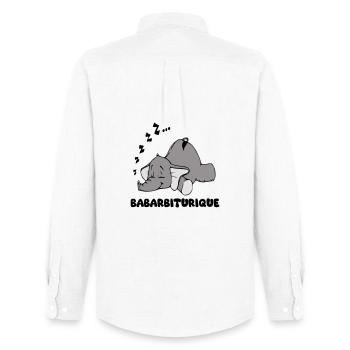 Éléphant Endormi avec le titre babarbiturique - Chemise Oxford homme Stanley/Stella - blanc - Dos - AI Model Male 185 dark (185cm)