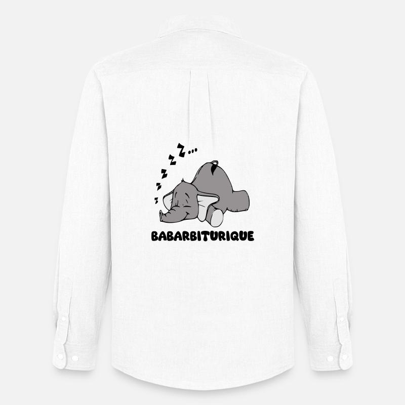 Schlafender Elefant mit dem Titel Babarbituric - Männer Oxford Hemd von Stanley/Stella - Weiß