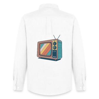 TV Vintage Rayures Colorées - Chemise Oxford homme Stanley/Stella - blanc - Dos - AI Model Male 185 dark (185cm)