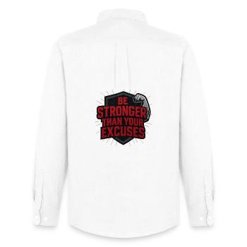 Be Stronger Than Your Excuses - Men's Oxford Shirt by Stanley/Stella - white - Back - AI Model Male 185 dark (185cm)