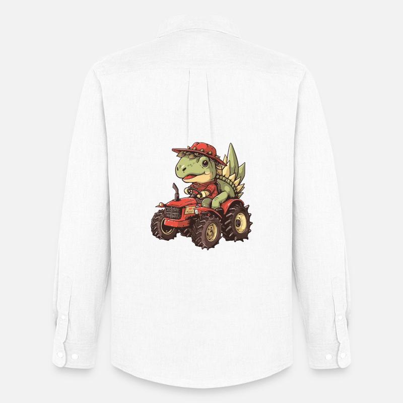 Dinosaurier stegosaurus Traktor Farmer - Männer Oxford Hemd von Stanley/Stella - Weiß
