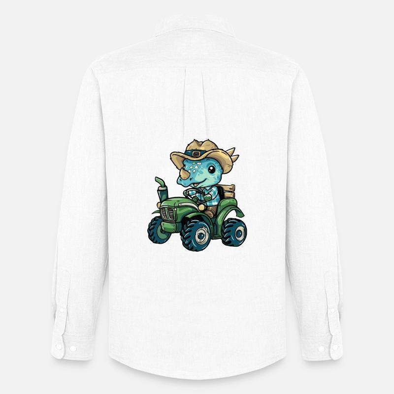 Dinosaurier triceratops Traktor Farmer - Männer Oxford Hemd von Stanley/Stella - Weiß