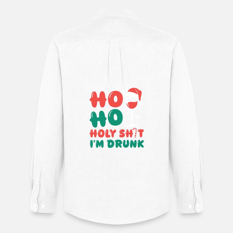 HoHo Holy Shi*t I’m Drunk - Männer Oxford Hemd von Stanley/Stella - Weiß