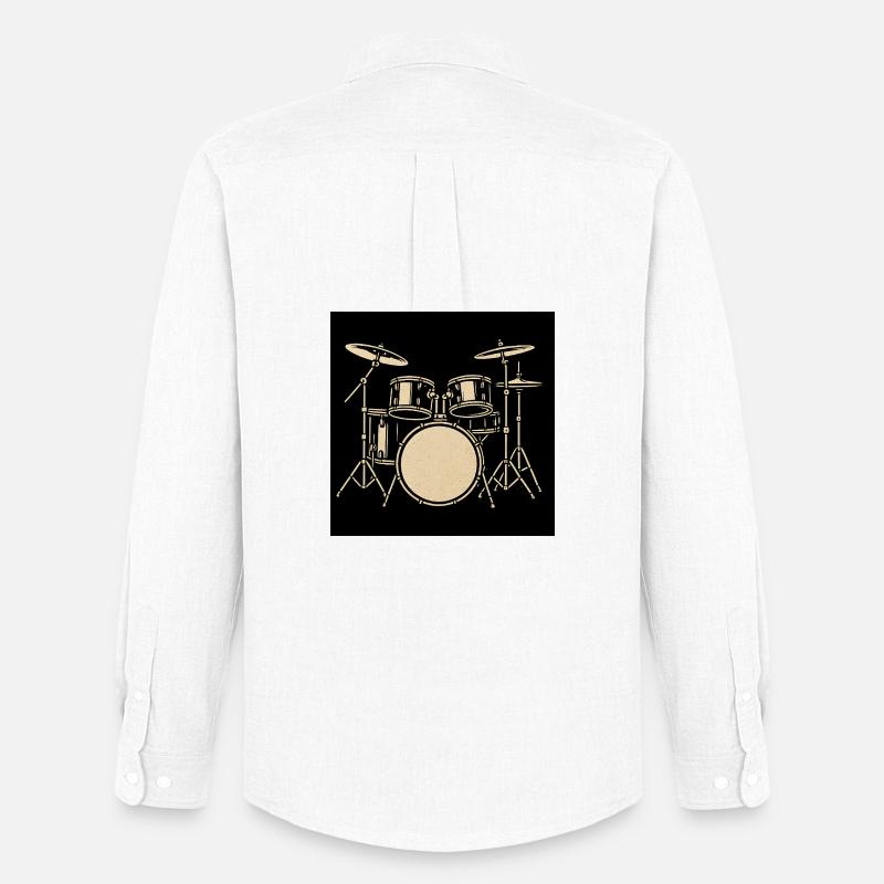 Black Silver Drumset Illustration - Men's Oxford Shirt by Stanley/Stella - white