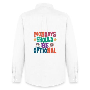 Mondays should be optional - Männer Oxford Hemd von Stanley/Stella - Weiß - Hinten - AI Model Male 185 dark (185cm)