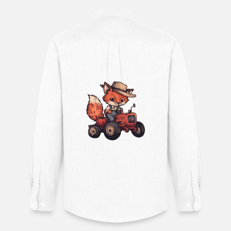 Fuchs Traktor Farmer - Männer Oxford Hemd von Stanley/Stella - Weiß