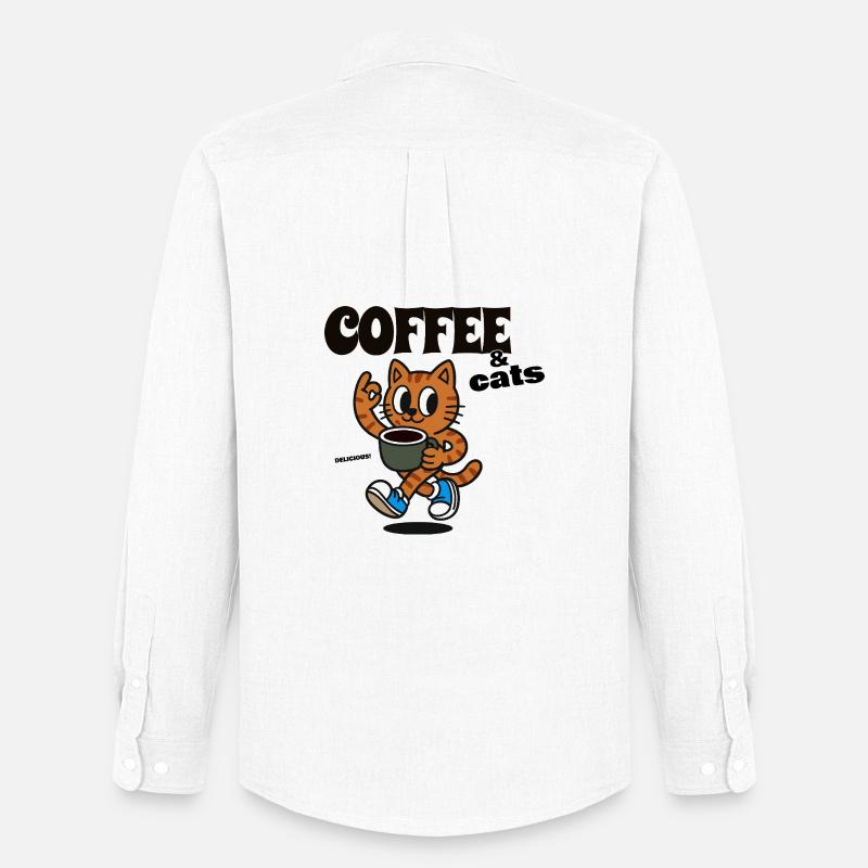 Cat Coffee Lover COFFEE & CATS - Männer Oxford Hemd von Stanley/Stella - Weiß