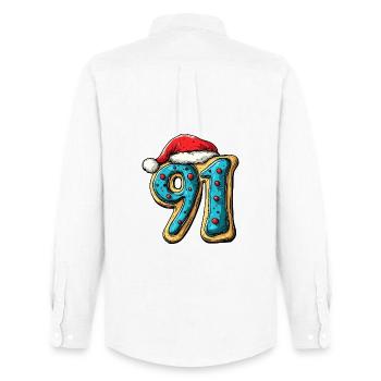 91 Zahl Keks Weihnachten - Männer Oxford Hemd von Stanley/Stella - Weiß - Hinten - AI Model Male 185 dark (185cm)