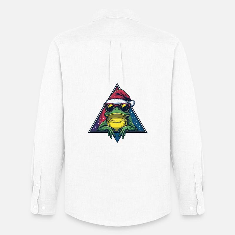 Frosch im Santa Triangle - Männer Oxford Hemd von Stanley/Stella - Weiß