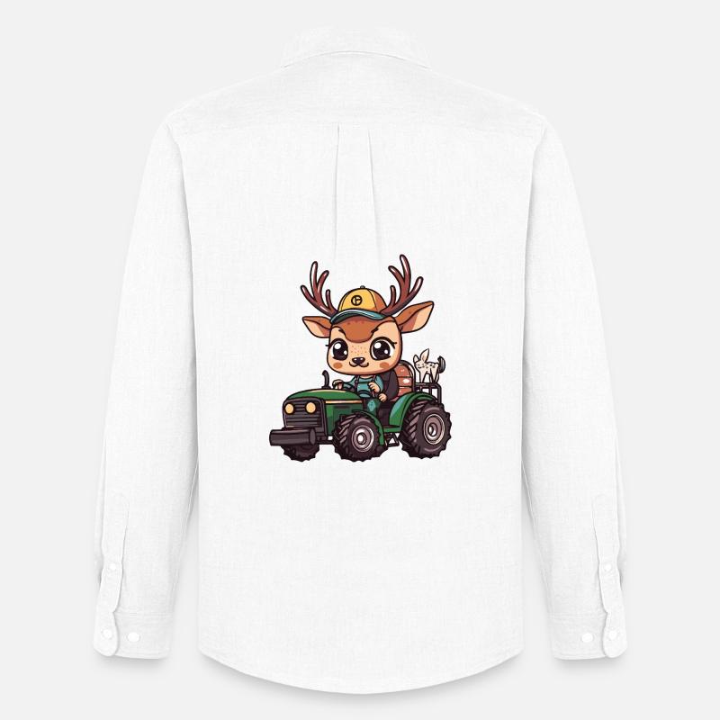 Hirsch Traktor Farmer - Männer Oxford Hemd von Stanley/Stella - Weiß