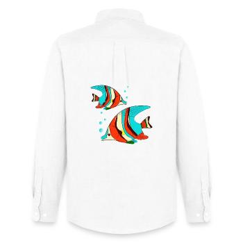 Fish in bright colors - Men's Oxford Shirt by Stanley/Stella - white - Back - AI Model Male 185 dark (185cm)