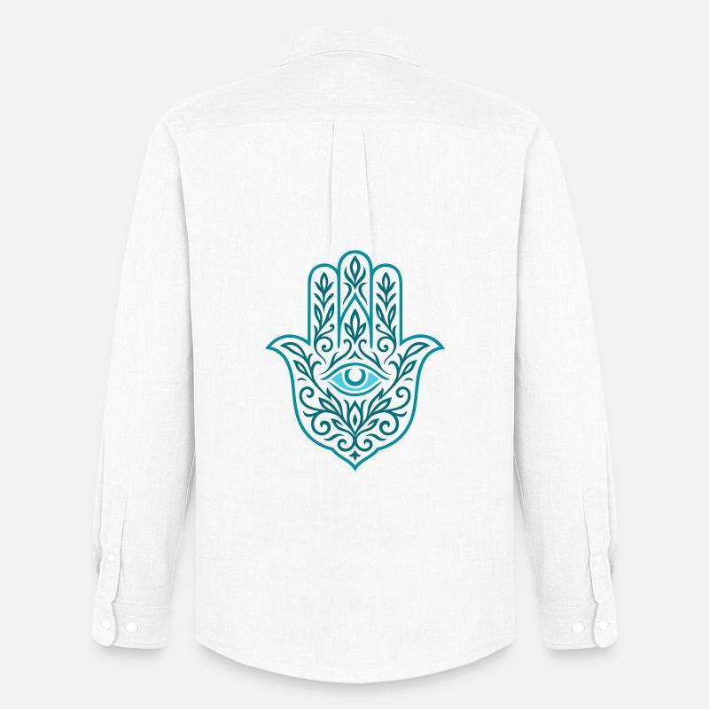 Mano mistica di Hamsa con occhio e ornamenti - Stanley/Stella Camicia Oxford uomo - bianco