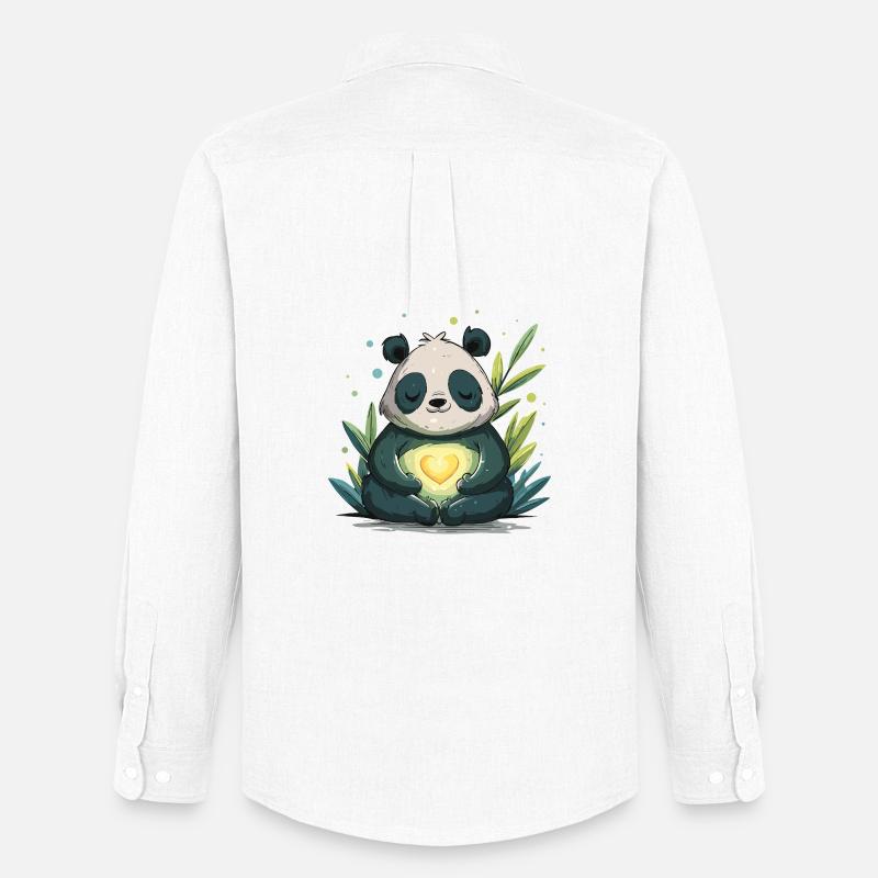 Panda Herzleuchte - Männer Oxford Hemd von Stanley/Stella - Weiß
