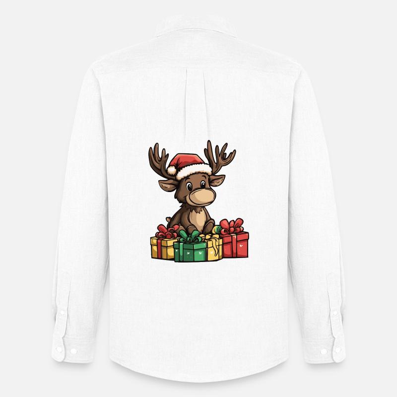 Elch Weihnachten Geschenke - Männer Oxford Hemd von Stanley/Stella - Weiß