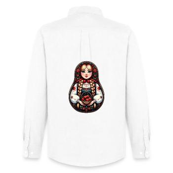  Matroschka auf russisch Matryoshka Doll Russian - Männer Oxford Hemd von Stanley/Stella - Weiß - Hinten - AI Model Male 185 dark (185cm)