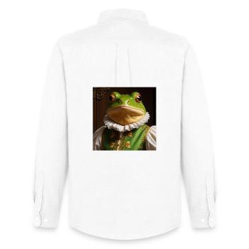La Grenouille de la Renaissance – Royal Amphibiens - Chemise Oxford homme Stanley/Stella - blanc - Dos - AI Model Male 185 dark (185cm)