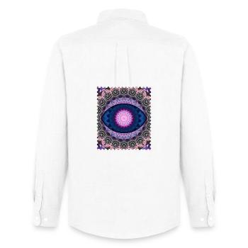 Neon Blue Pink Mandala - Men's Oxford Shirt by Stanley/Stella - white - Back - AI Model Male 185 dark (185cm)