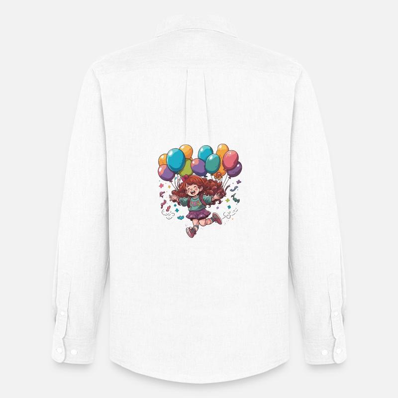 Fröhliches Mädchen mit Ballons - Männer Oxford Hemd von Stanley/Stella - Weiß
