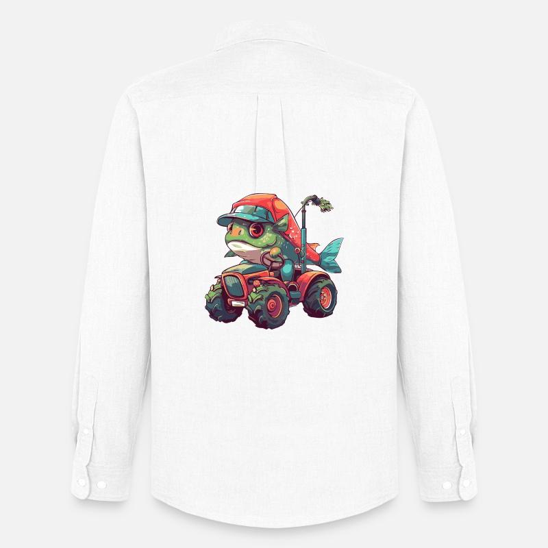 Piranha Fische Traktor Farmer - Männer Oxford Hemd von Stanley/Stella - Weiß