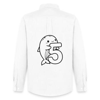 Mignonne baleine avec illustration de dessin animé numéro 5 - Chemise Oxford homme Stanley/Stella - blanc - Dos - AI Model Male 185 dark (185cm)