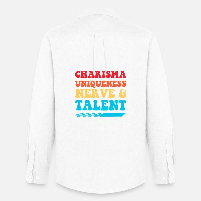 Charisma, Einzigartigkeit, Nerven & Talent - Männer Oxford Hemd von Stanley/Stella - Weiß