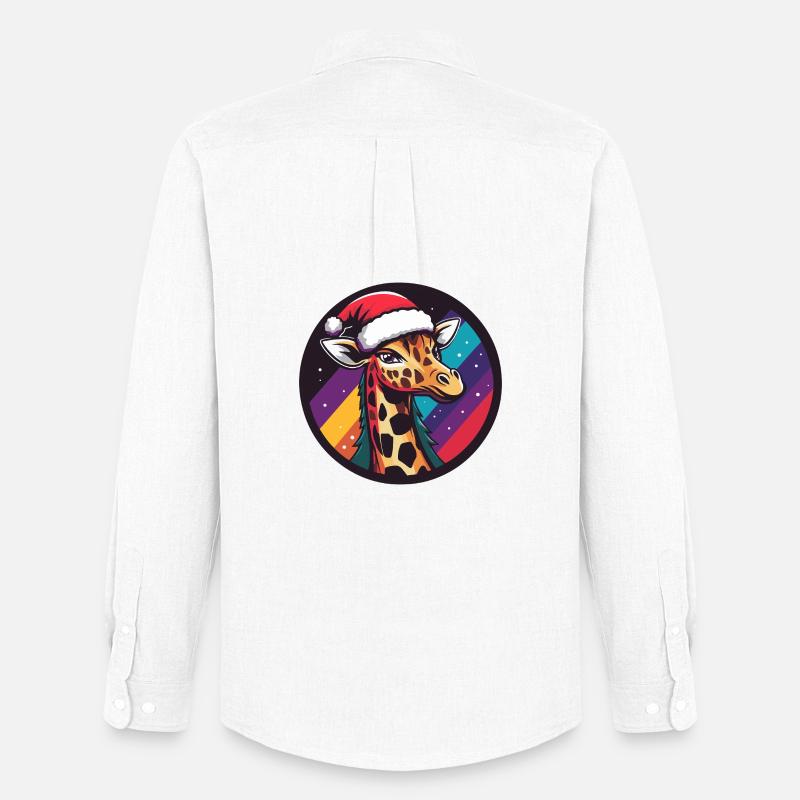 Giraffe im Santa Regenbogen - Männer Oxford Hemd von Stanley/Stella - Weiß