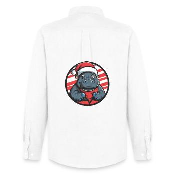 Weihnachts-Hippo Cartoon - Männer Oxford Hemd von Stanley/Stella - Weiß - Hinten - AI Model Male 185 dark (185cm)
