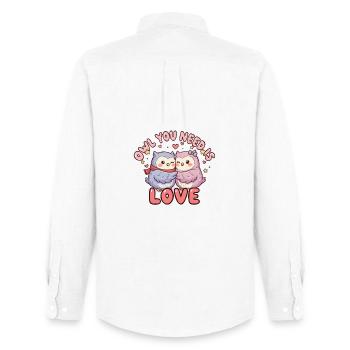 Owl Love: Cuddle Duo - Men's Oxford Shirt by Stanley/Stella - white - Back - AI Model Male 185 dark (185cm)