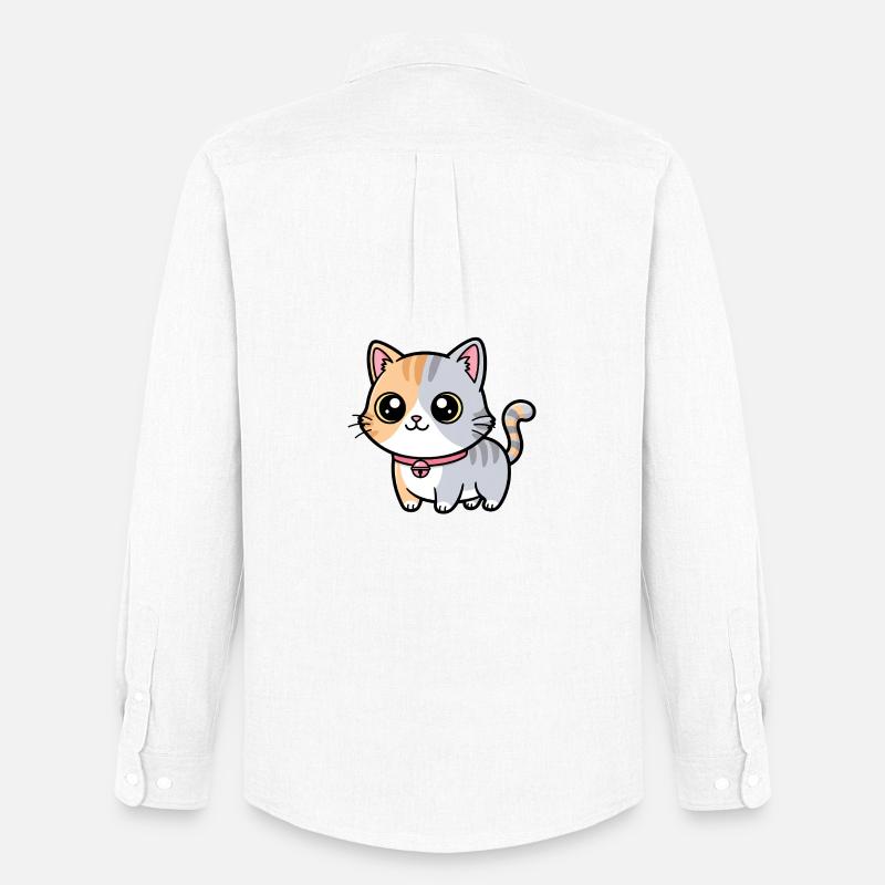 Calico Kitten Collar Charm - Men's Oxford Shirt by Stanley/Stella - white