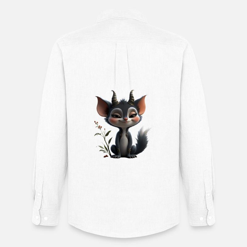Waldgoblin-Katze mit Hörnern - Männer Oxford Hemd von Stanley/Stella - Weiß