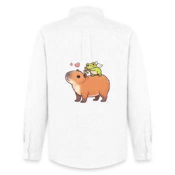Capybara & Grenouille Cupidon – Motif de la Saint-Valentin - Chemise Oxford homme Stanley/Stella - blanc - Dos - AI Model Male 185 dark (185cm)