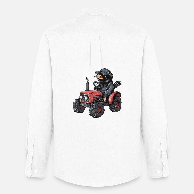Rabe Krähe Traktor Farmer - Männer Oxford Hemd von Stanley/Stella - Weiß