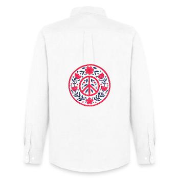 Floral Peace Mandala in Red and Blue - Men's Oxford Shirt by Stanley/Stella - white - Back - AI Model Male 185 dark (185cm)