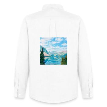 Reflet bleu ciel du lac de montagne - Chemise Oxford homme Stanley/Stella - blanc - Dos - AI Model Male 185 dark (185cm)