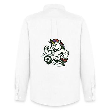 Power Unicorn Soccer Mascot Sprinting Fast - Men's Oxford Shirt by Stanley/Stella - white - Back - AI Model Male 185 dark (185cm)