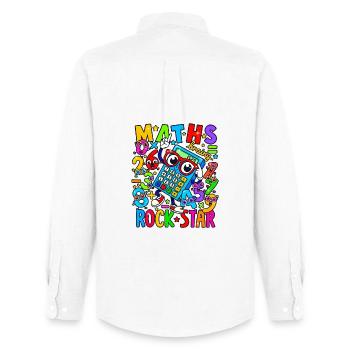 Calculatrice Rock Star de Mathématiques Néon - Chemise Oxford homme Stanley/Stella - blanc - Dos - AI Model Male 185 dark (185cm)