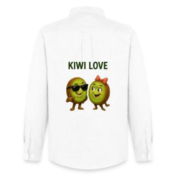 Kiwi Liebe Duo - Männer Oxford Hemd von Stanley/Stella - Weiß - Hinten - AI Model Male 185 dark (185cm)