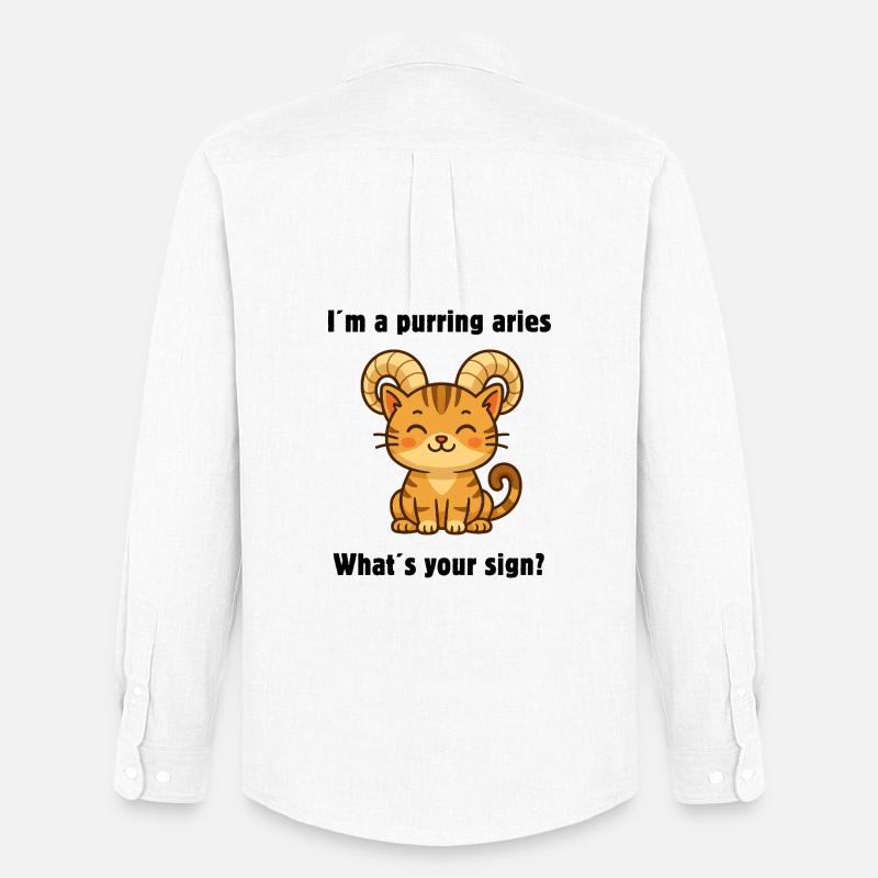 Süße Widder Katze – Starkes Sternzeichen Design - Männer Oxford Hemd von Stanley/Stella - Weiß