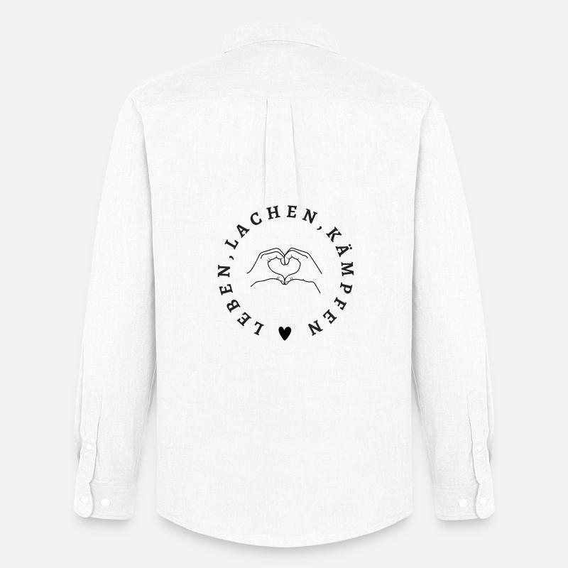 Leben Lachen Kämpfen – Starkes Statement Design - Männer Oxford Hemd von Stanley/Stella - Weiß