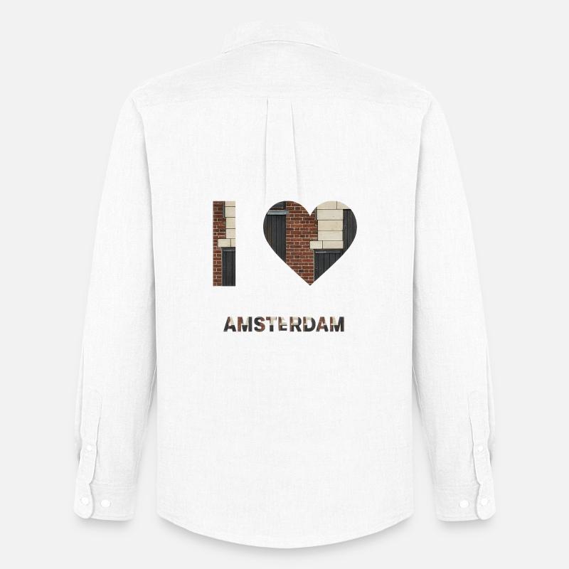 Amsterdam Brick Heart Emblem Tee - Männer Oxford Hemd von Stanley/Stella - Weiß