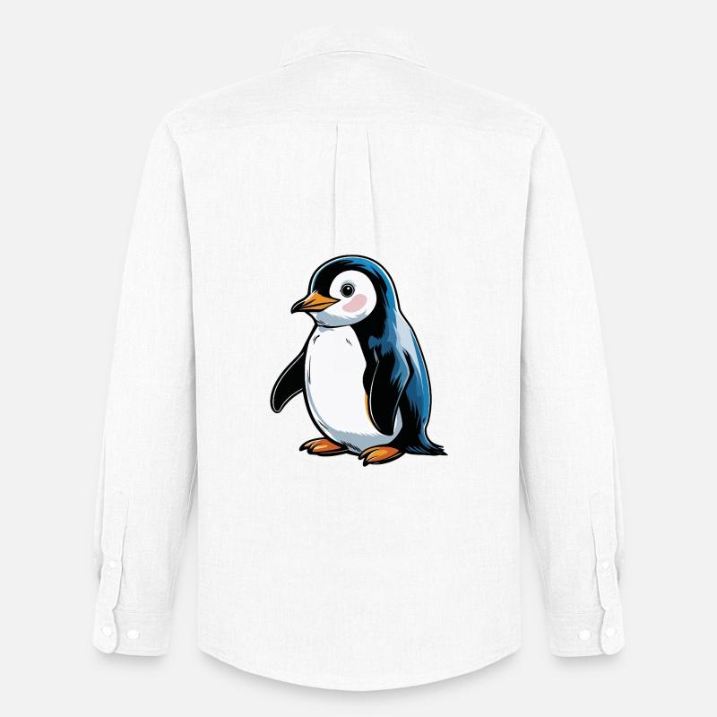 Comic-Pinguin Blauton - Männer Oxford Hemd von Stanley/Stella - Weiß