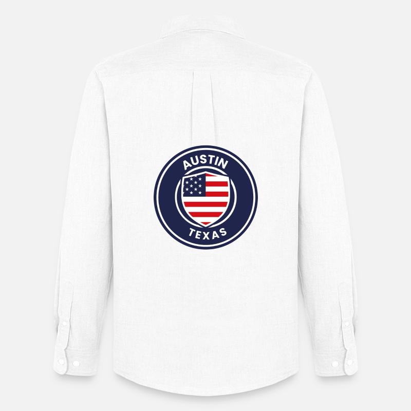 Austin Texas Shield - Männer Oxford Hemd von Stanley/Stella - Weiß