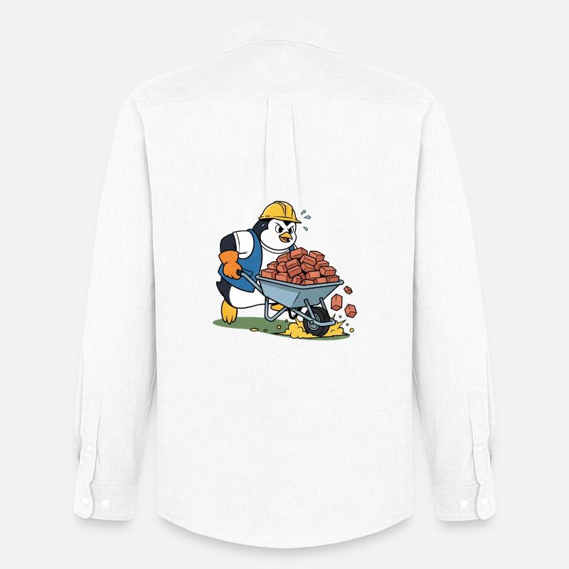 Süßer Pinguin Handwerker Bauarbeiter Baustelle - Männer Oxford Hemd von Stanley/Stella - Weiß