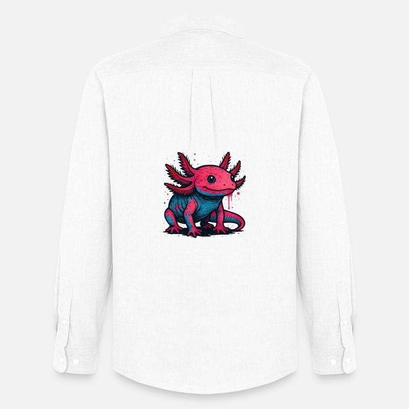 Neon Axolotl Spritzer - Männer Oxford Hemd von Stanley/Stella - Weiß
